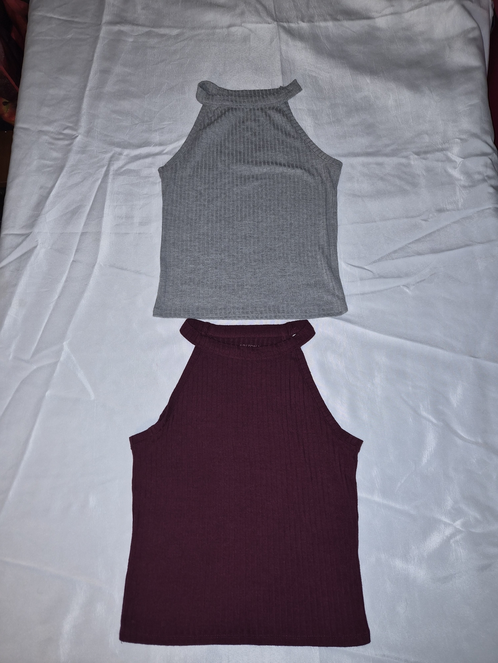 Arizona Jean Company Ribbed Halter Tank Tops in Gray & Burgundy